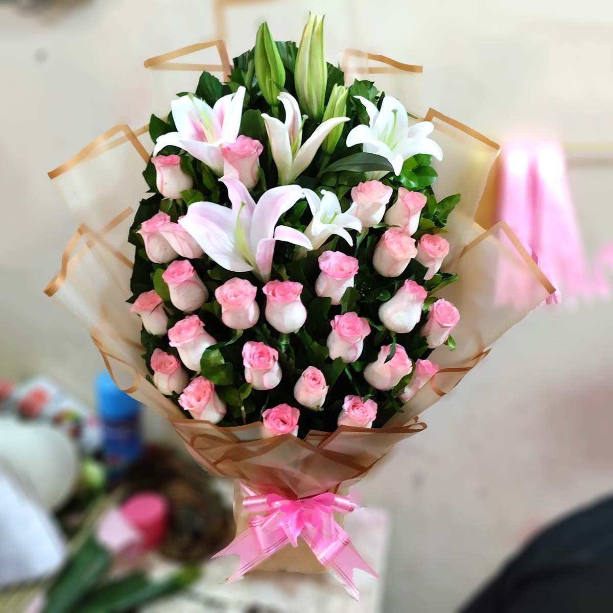 Gerbera with Lily Mixed Bouquet | Send Gifts to Bangladesh | Utshob.com